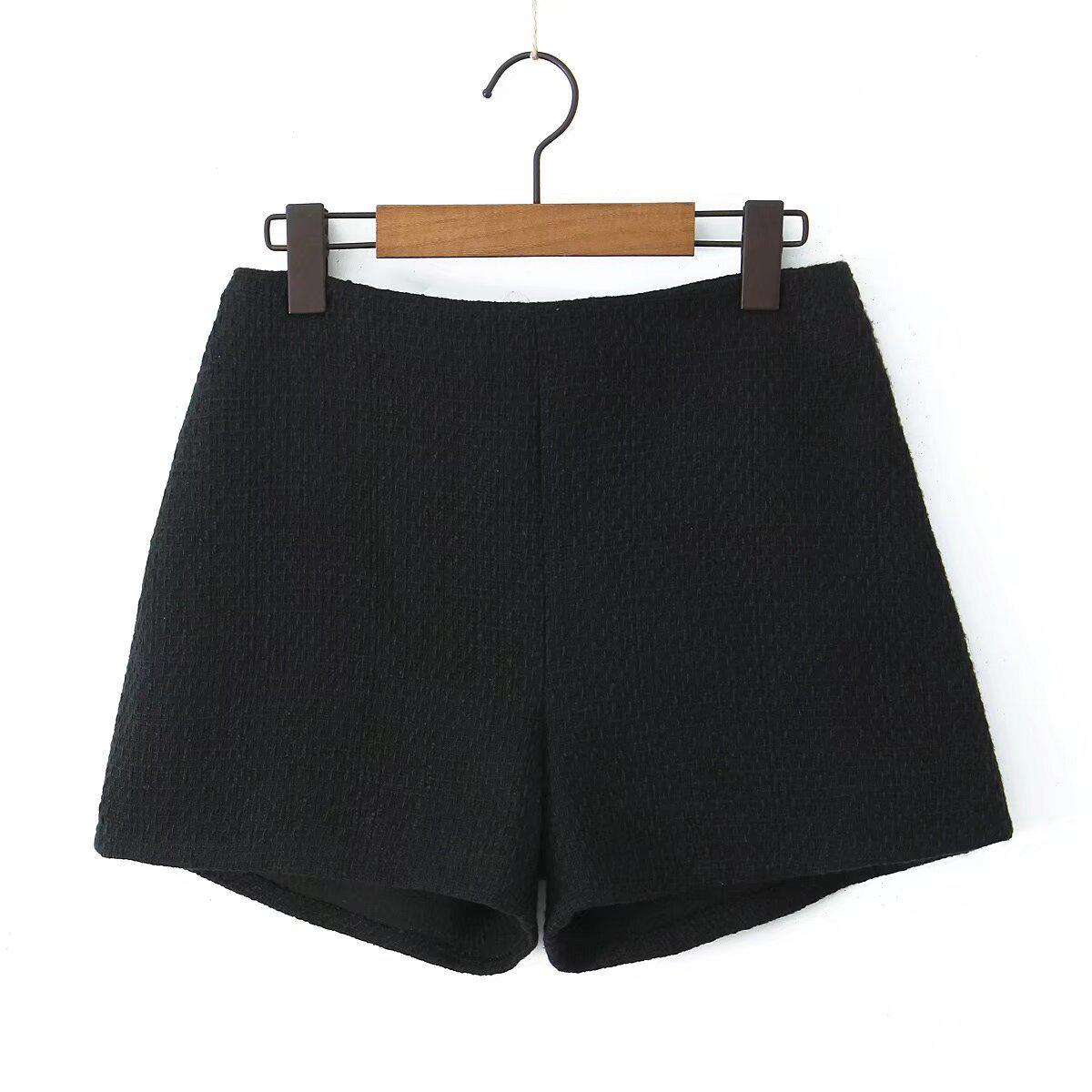 

2024 Зимние женские повседневные шорты в европейском и американском стиле из букле - Универсальные и модные Medium чёрный