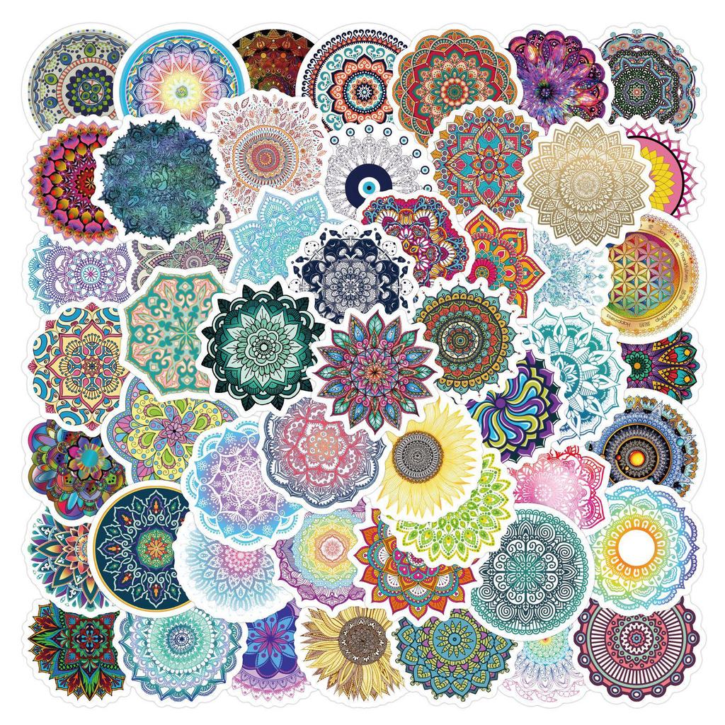 60-Piece Waterproof Mandala Cartoon Graffiti Stickers for Guitar, Phone, and Computer Decor