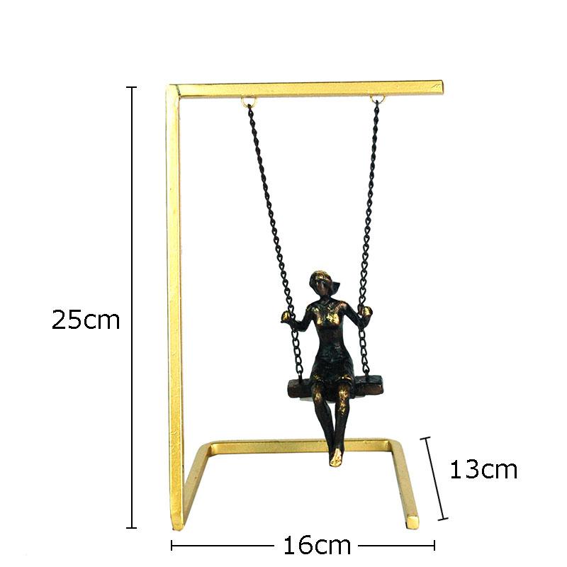 Metal Swing Character Abstract Crafts Statue Golden Swing Figures Metal Sculpture Desk Decoration Ornaments Modern Home Decor