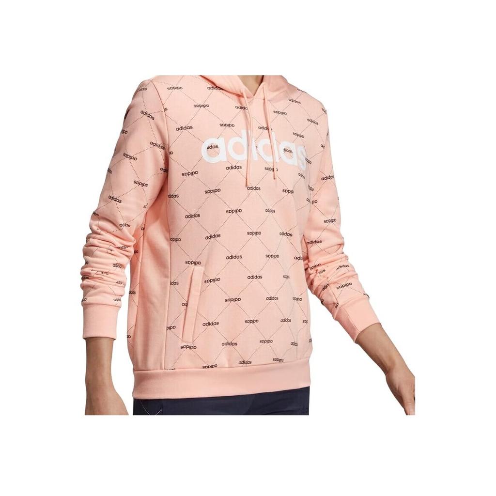 Adidas Letter Print Hooded Casual Long Sleeve Sweatshirt Women Sweatshirt Pink EI6246