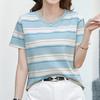Navava Women Round Neck ShorT Sleeve STriped T shirT nT3353