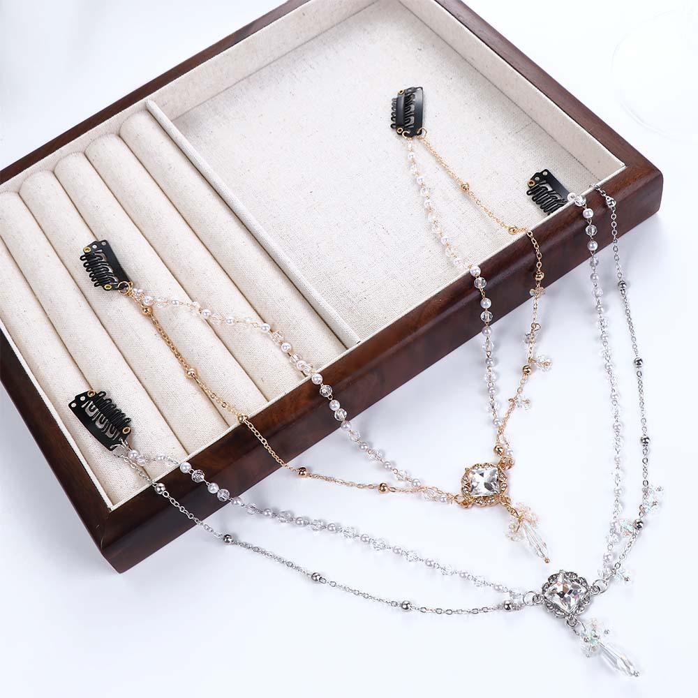 Festive Pearl Photo Props New Year Side Clip Hair Accessories Crystal Head Chain Eyebrows Pendant
