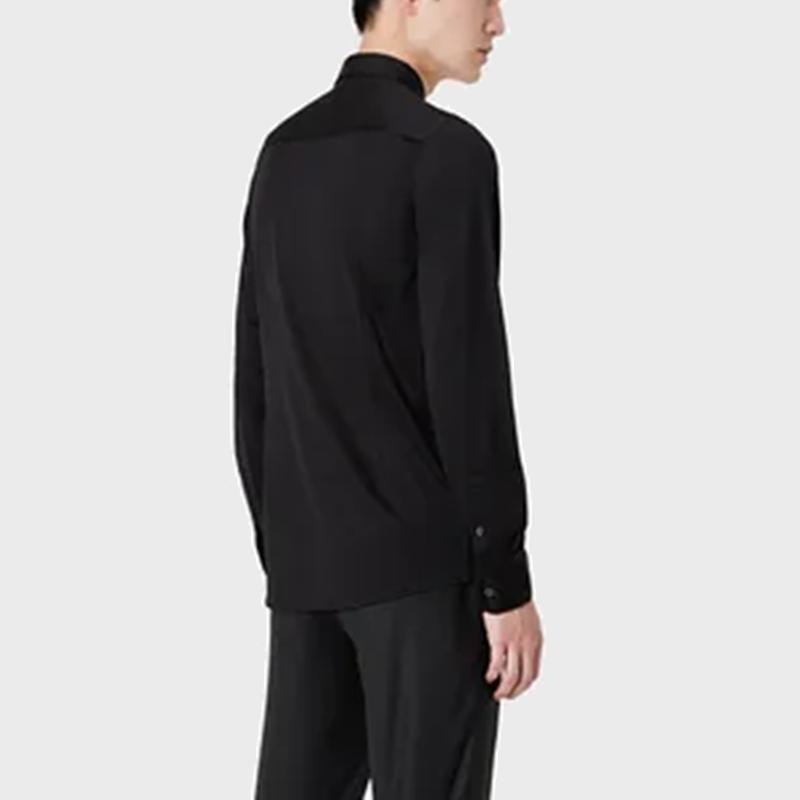 Emporio Armani Solid Color Single-Breasted Long Sleeve Shirt Men shirts Black 8N1CG11JUVZ0999