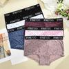 FINETOO 3Pcs/Set Mid-Waist Underpants Lace Boxer Briefs For Women Sexy Transparent Underwears Comfortable Soft Panties S-XL Size