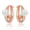 Luxurious copper Color Fashion Round Ball Hoop Earrings Rose Gold & Gold Zircon Slap Piercing Ear Buckles for Women Fine Zircon