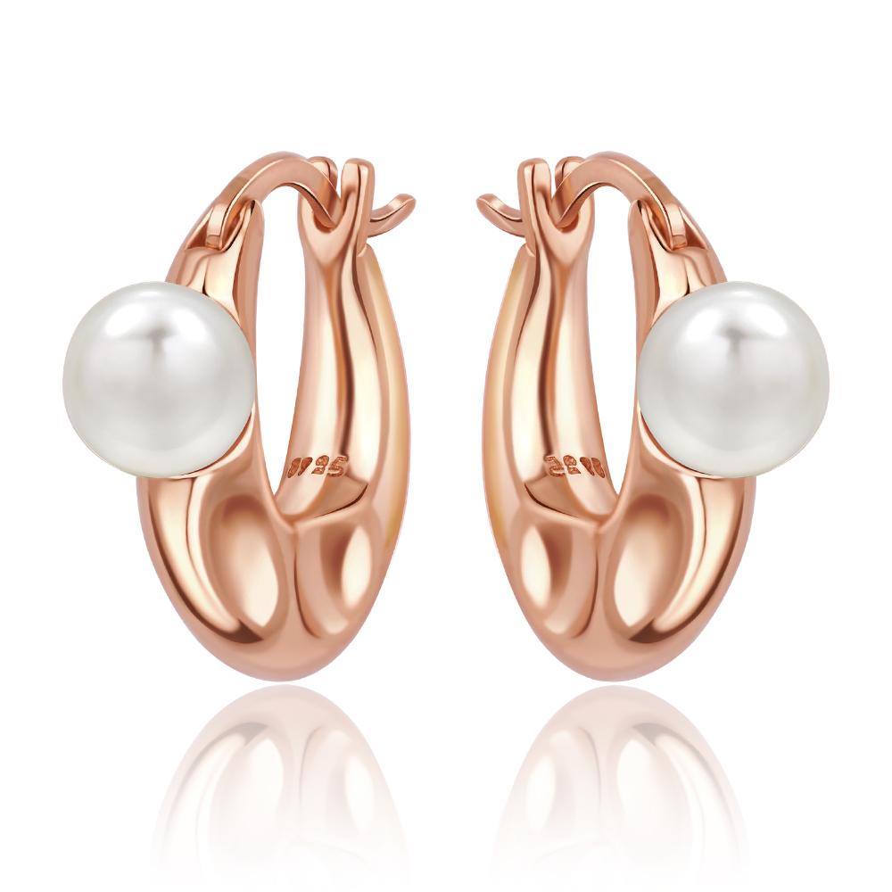 Luxurious copper Color Fashion Round Ball Hoop Earrings Rose Gold & Gold Zircon Slap Piercing Ear Buckles for Women Fine Zircon