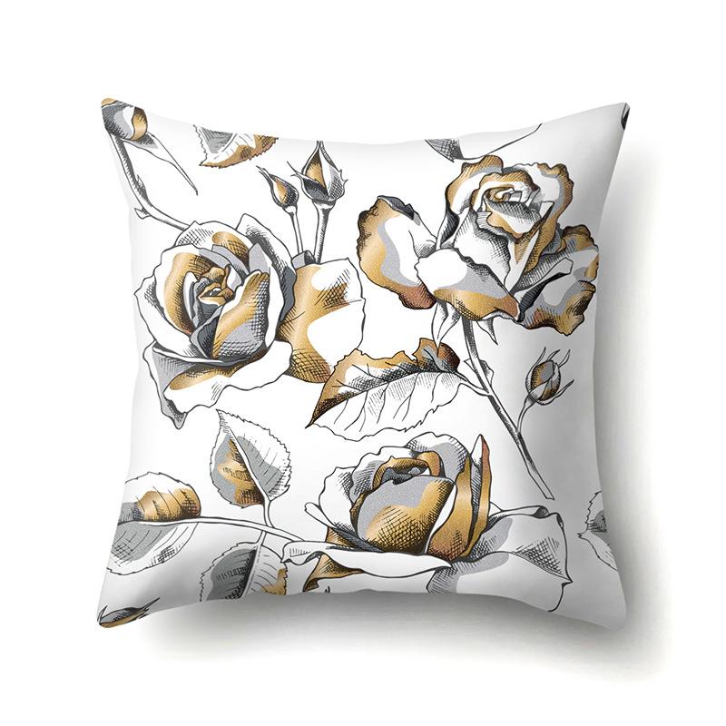 Polyester Kissenbezug Dekorative Blumen Haus Pflanze Druck Kissenbezug Lendenkissen Sofa Kissenbezug
