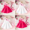 Mädchen 3D Blumenkleid Mädchen Partykleid + Umhängetasche Set
