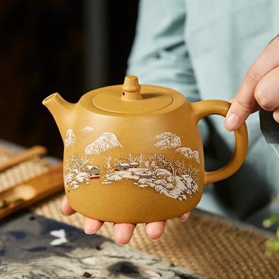490ml Classic Yixing Purple Clay Tea Pot Raw Ore Section Mud Filter Teapots Chinese Tea Set Supplies Zisha Kettle 1pcs Teapot