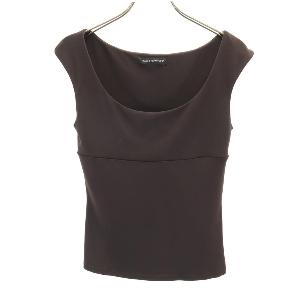 FOXEY NEW YORK Made In Japan No Sleeve Cut Brown Women Used