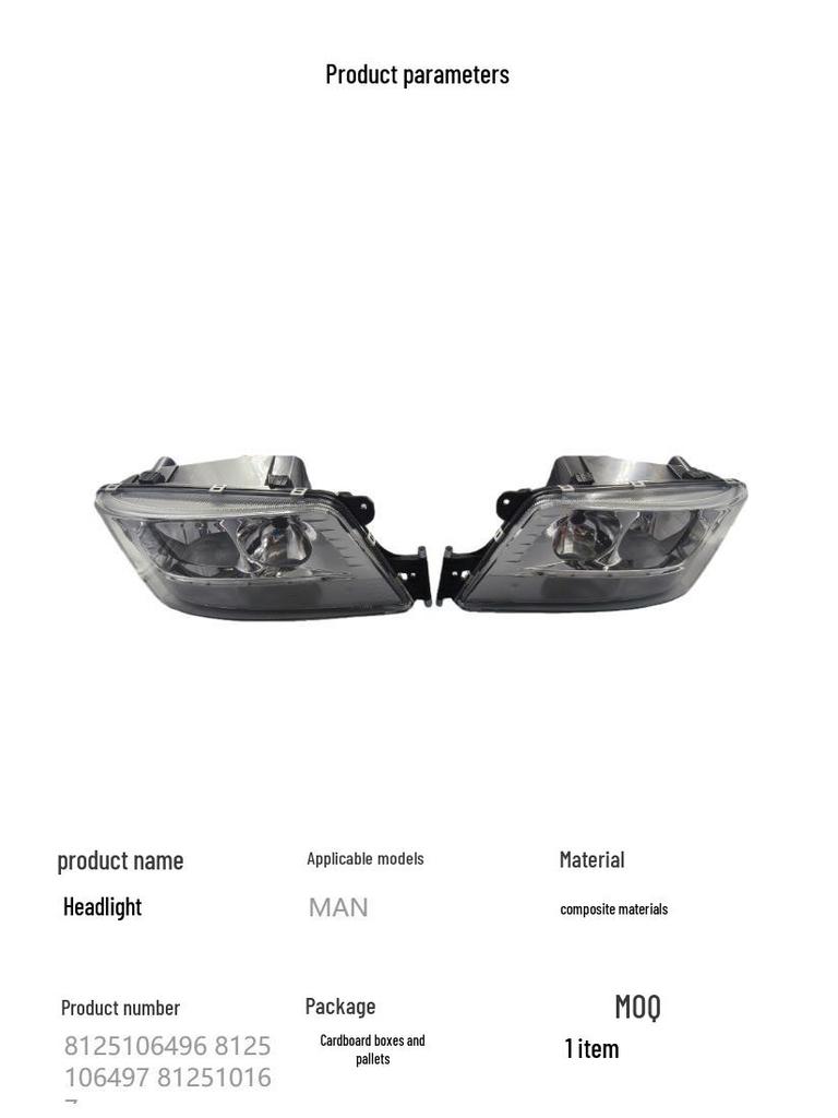Headlight for MAN 8125106496/812510167/8125106497