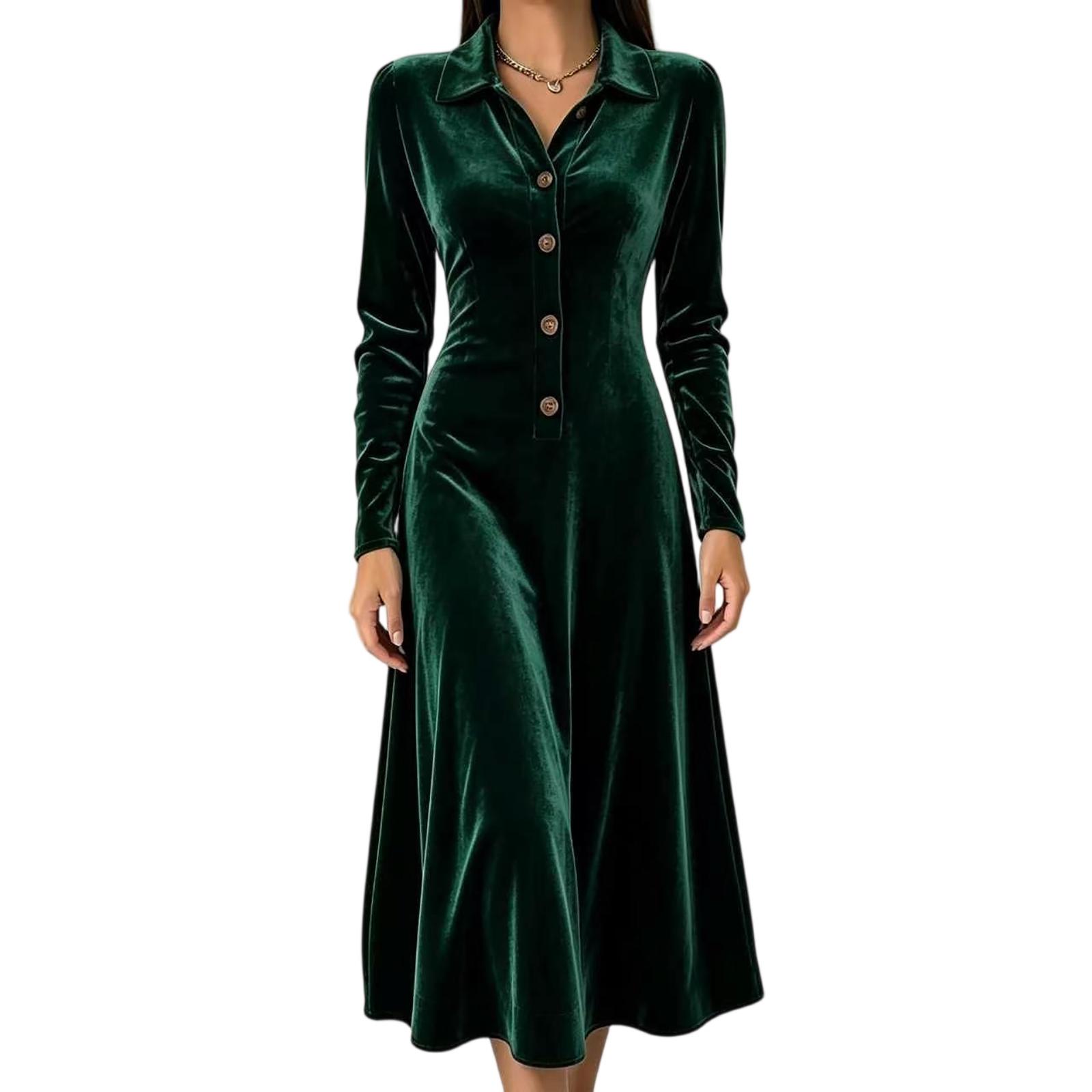 Women s V-Neck Button Front Knit Midi Dress, Color L