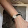 S925 Sterling Silver Korean Niche Big Flower Leather Bracelet - Retro Fashion Jewelry