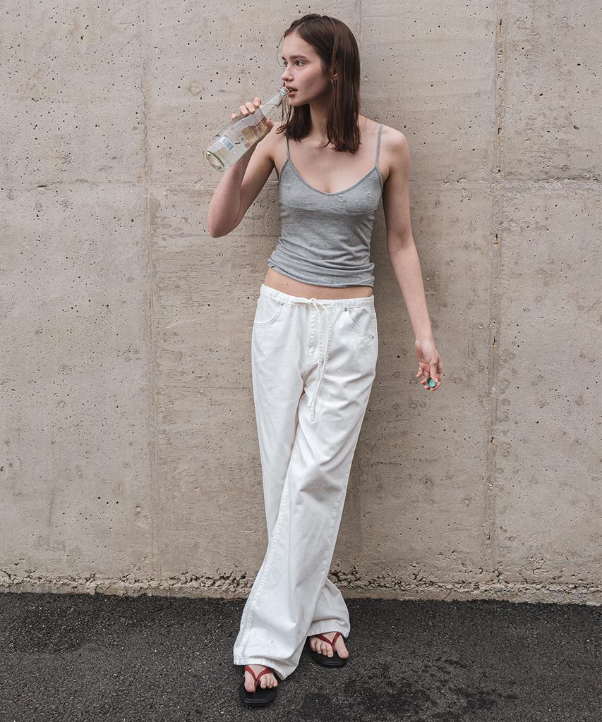 108Paundeu Waist Tie Denim_White