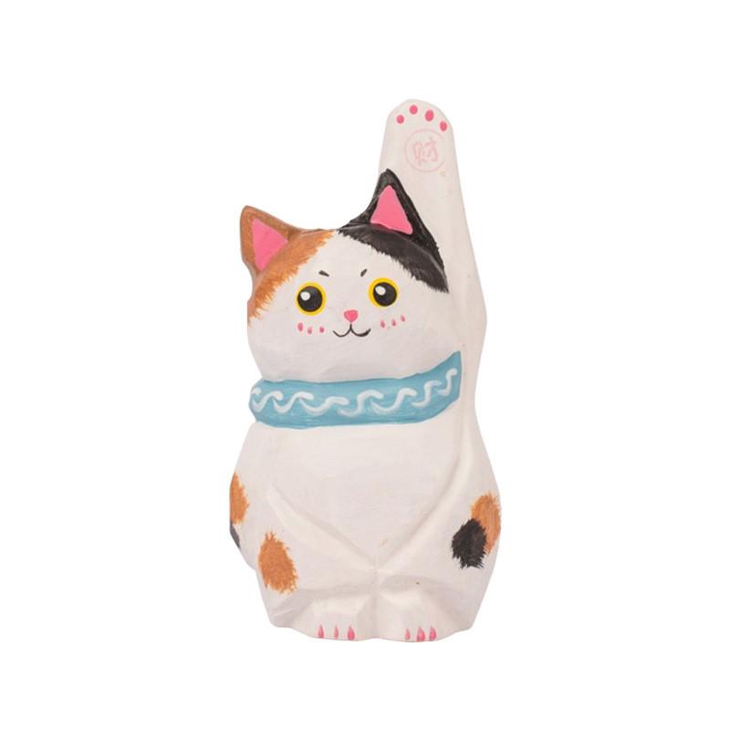 

Wooden Lucky Cat Figurine Home Decor Gift For Office And Living Room Style A