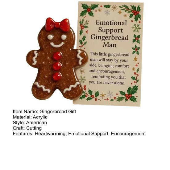 Emotional Support Gingerbread Men Acrylic Gingerbread Pocket Hugs with Positive Card Long Distance Keepsake Encouragement Gift for Her Him