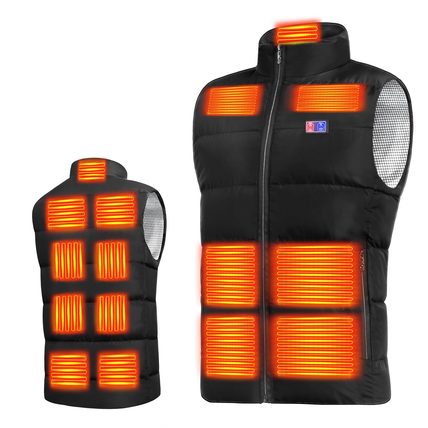 

Электрический жилет с подогревом с независимой температурой спереди и сзади, 15 зон нагрева, 3 температурных режима, быстрое нагревание, полностью с подогревом от USB, температура быстрого нагрева чёрный