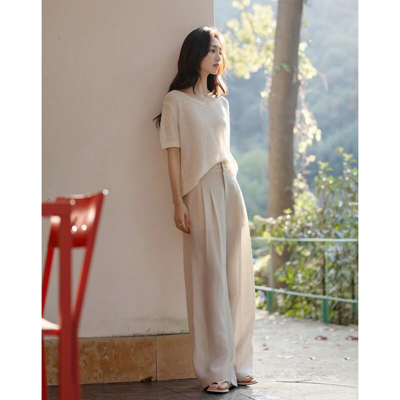 Demana Linen Blend High-Waist Wide-Leg Pants