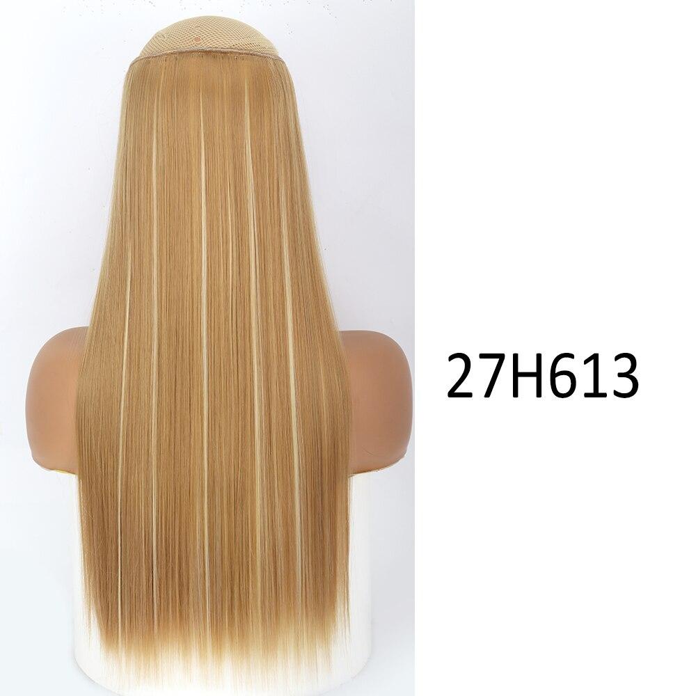 MISSQUEEN Women Long Straight Wavy Invisible Hair Extensions Without Clips Synthetic Fiber Long Daily Wear Invisible Hairpiece