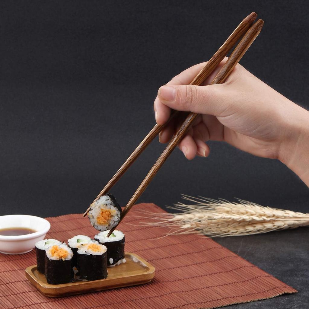 Natural Wood Chopsticks Set, Reusable Classic Style Chopsticks ,Dishwasher Safe Non-Slip Design Chop Sticks 5 Pairs Gift Set