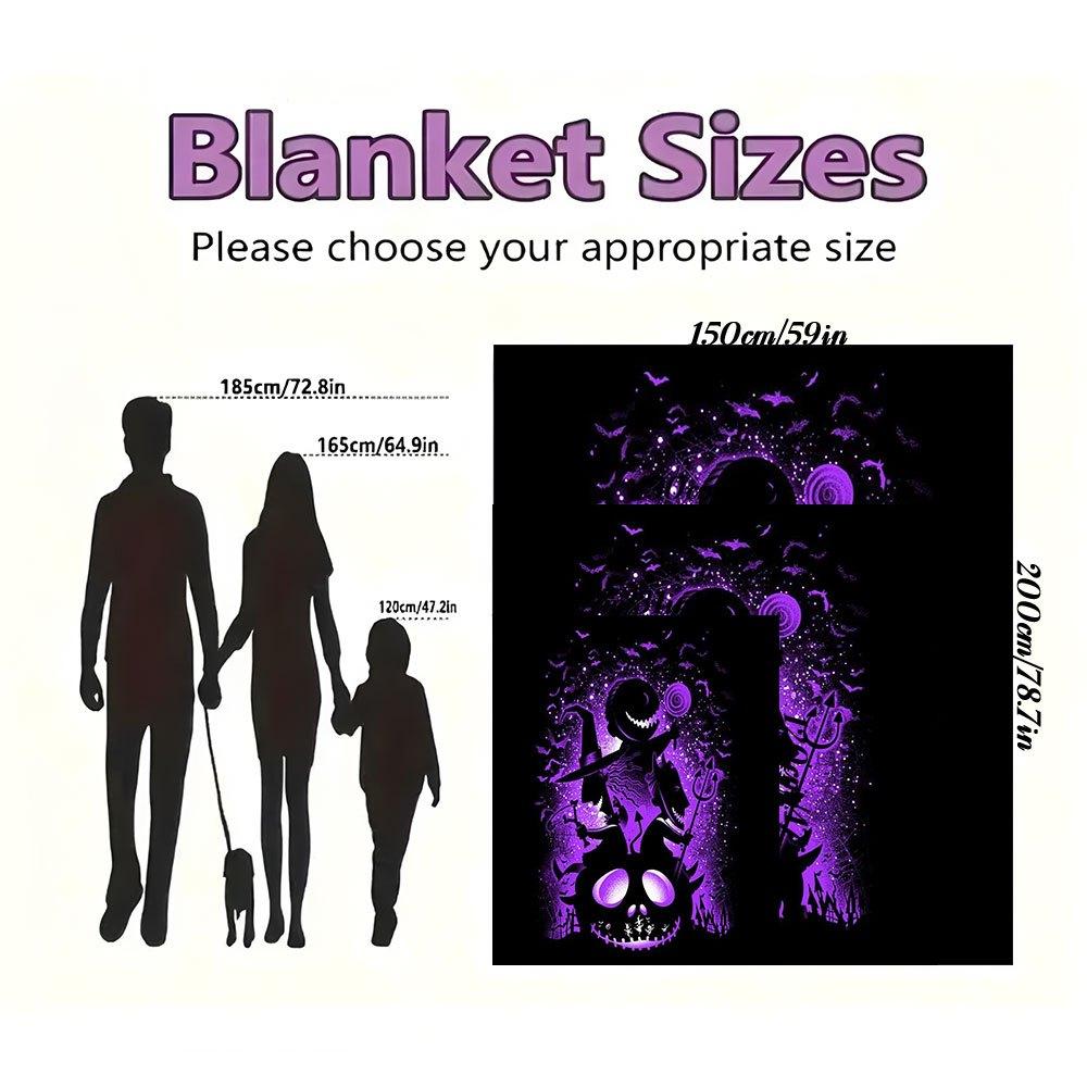 Nightmare Before Christmas Jack Skellington T-Shirt Halloween Purple ShirtBlanket Flannel Throw Blanket for Sofa, Bed, Travel, Camping, Office