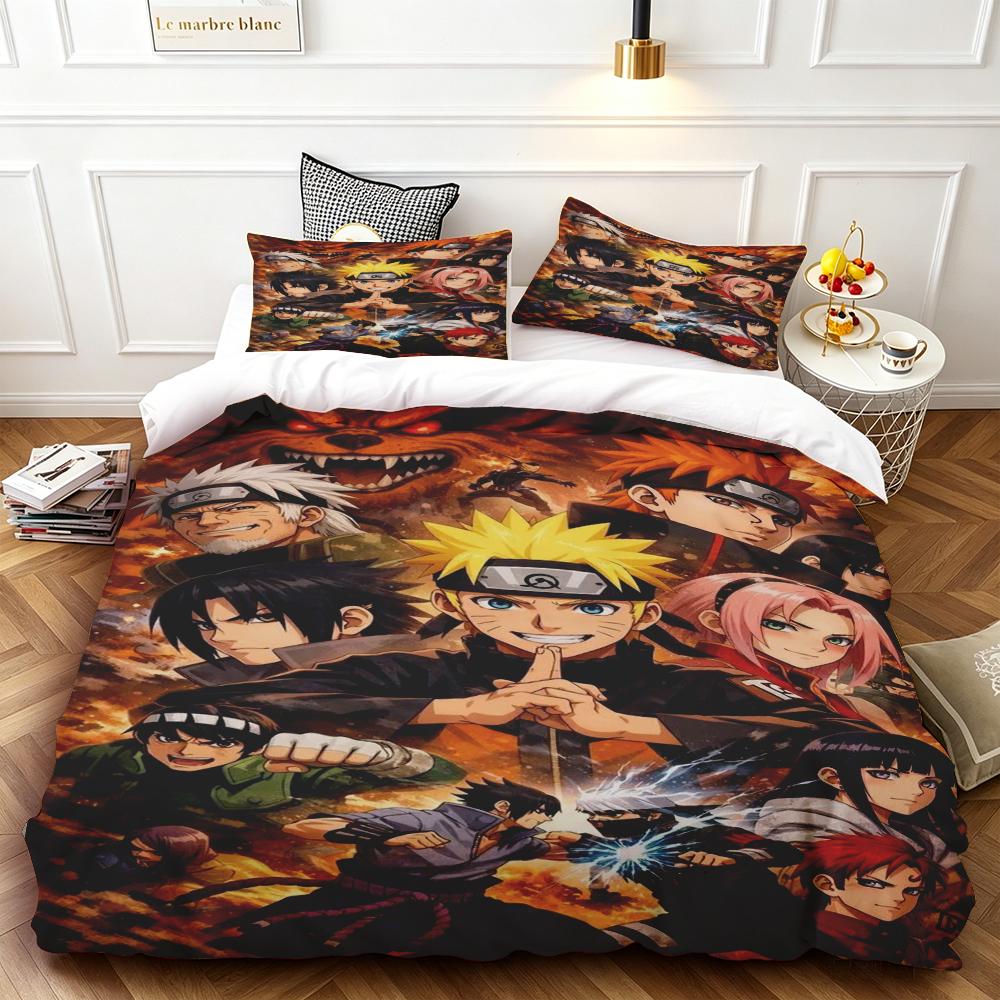 Child Duvet Cover Set Naruto Cartoon Quilt Cover Bedding Set Soft and Comfortable for Bedroom Gifts Queen King