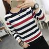 Autumn Clothes Plus Size Loose Stripes Long Sleeve T-Shirts, Women's Middle-Aged Moms, Cotton Autumn Clothes, Women's Wearing Base Shirts