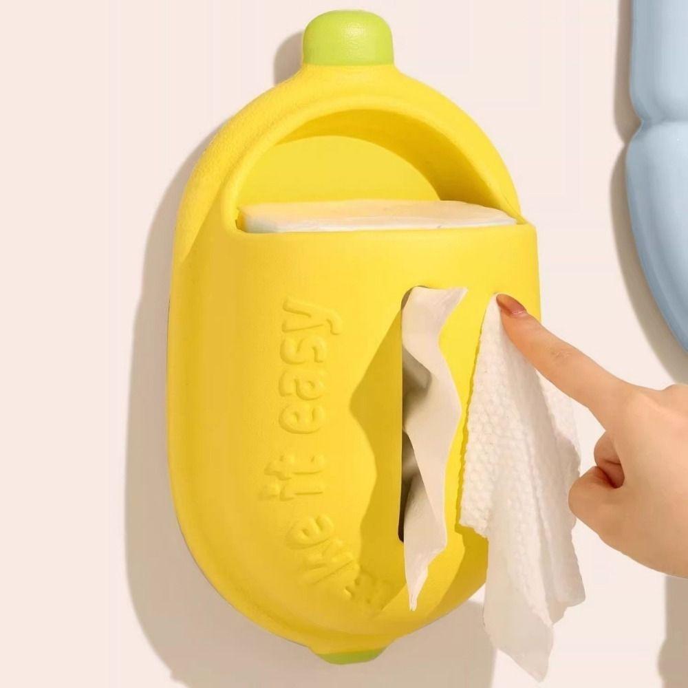 Decorative Banana Suction Cup Tissue Box Large Capacity Napkin Storage Box for Kitchen