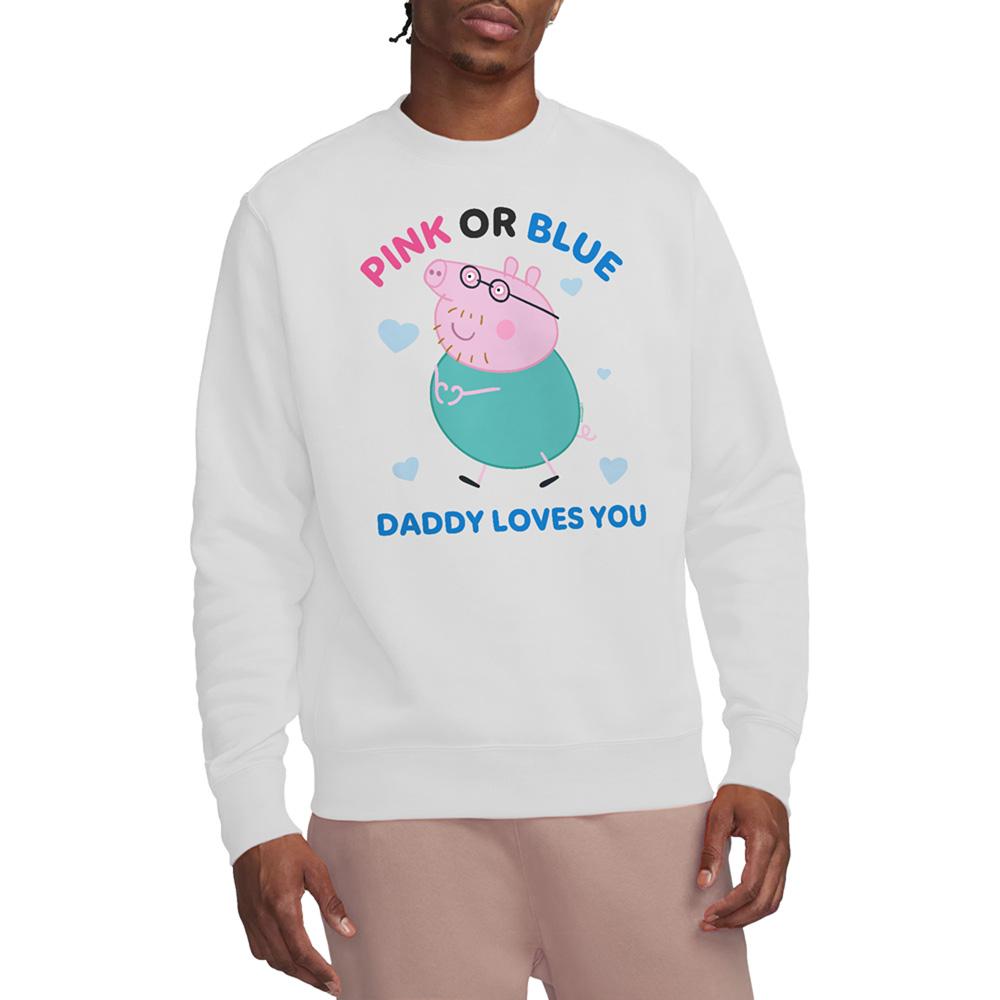Peppa Pig Unisex Adult Pink Or Blue Daddy Pig Loves You Sweatshirt