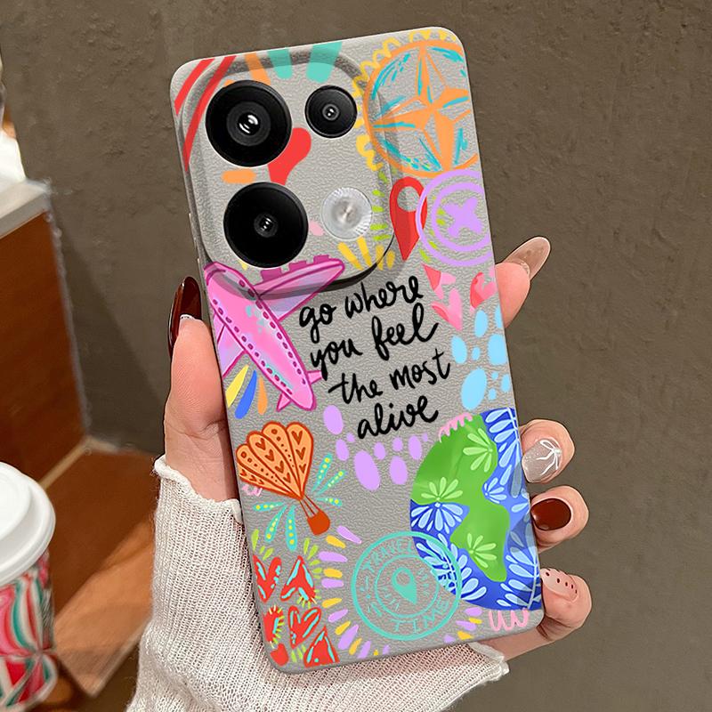 Cartoon Fire Balloon Pattern Case Xiaomi 14T 13T 11T Pro Leather Texture Silicone Cover Funda For Redmi Note 14 13 Pro 4G 5G 12 11