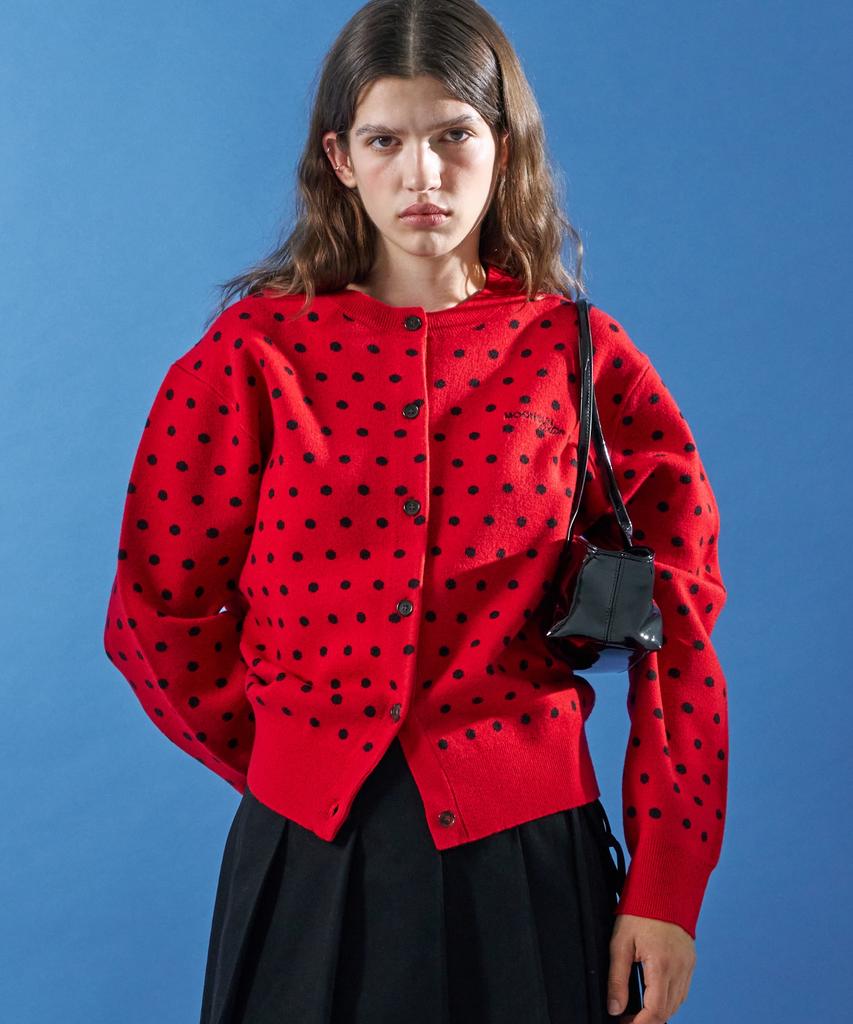 Moonsun M.C Dot Dot Knit Cardigan / Red