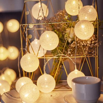 Cotton Ball String Light Waterproof Battery Powered 10/20/40 LEDs Christmas Wedding Halloween Holiday Party Decorative Fairy Lamp