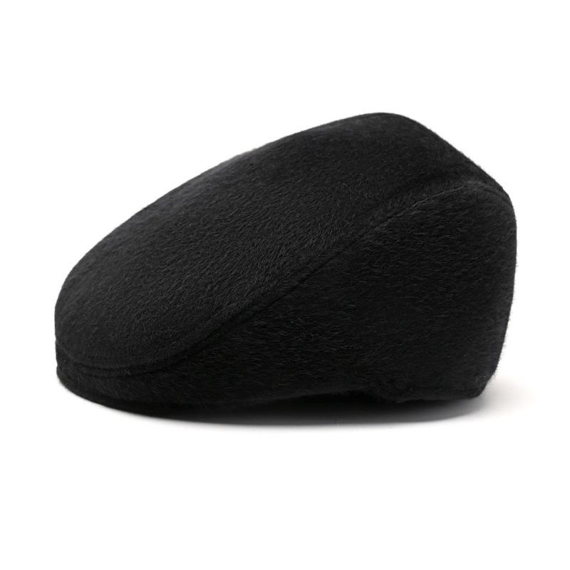 Hat Men's Beret Autumn and Winter New Woolen Ear Protector Peaked Cap Fleece Warm Cotton Hat Forward Hat