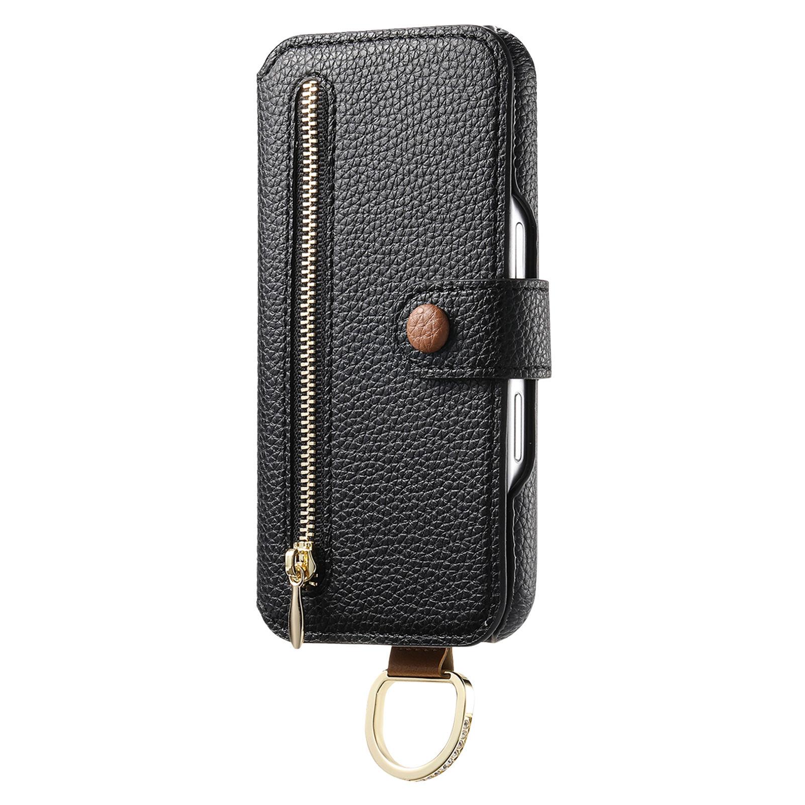 

Leather Wallet Case 3-in-1 for Samsung A13/A14/A15/A17...S21/S22/S23...Shockproof + Kickstand + RFID Protection | Crystal-Accented Ring & Card Slots Samsung Galaxy S22 5G чорний