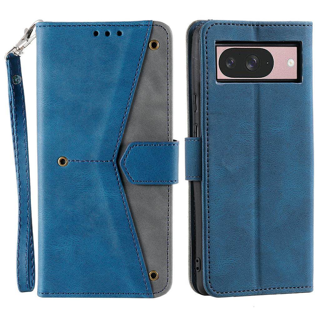 For Google Pixel 9/9 Pro Leather Case Splicing Stitching Wallet Stand Phone Cover with Strap