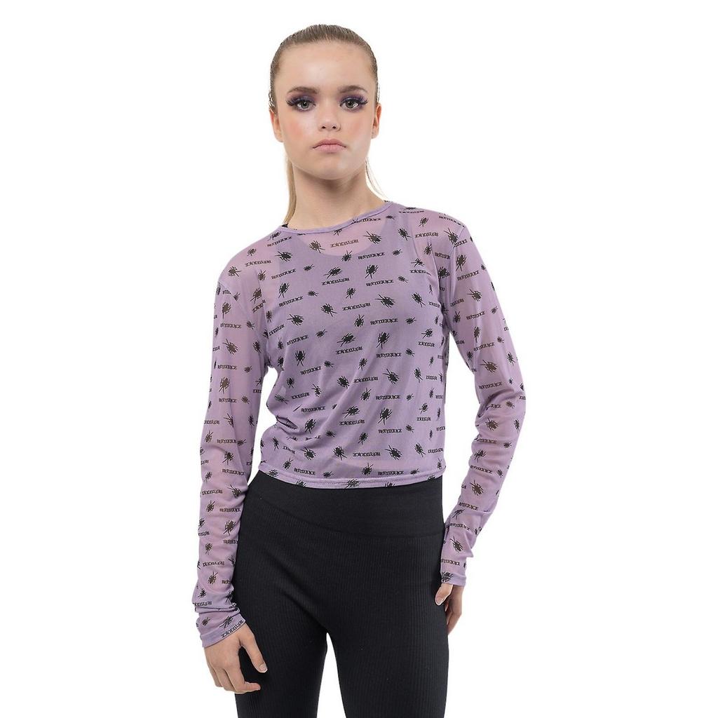 Beetlejuice Dámské/Ladies Beetle Pattern Mesh Cropped Crop Top
