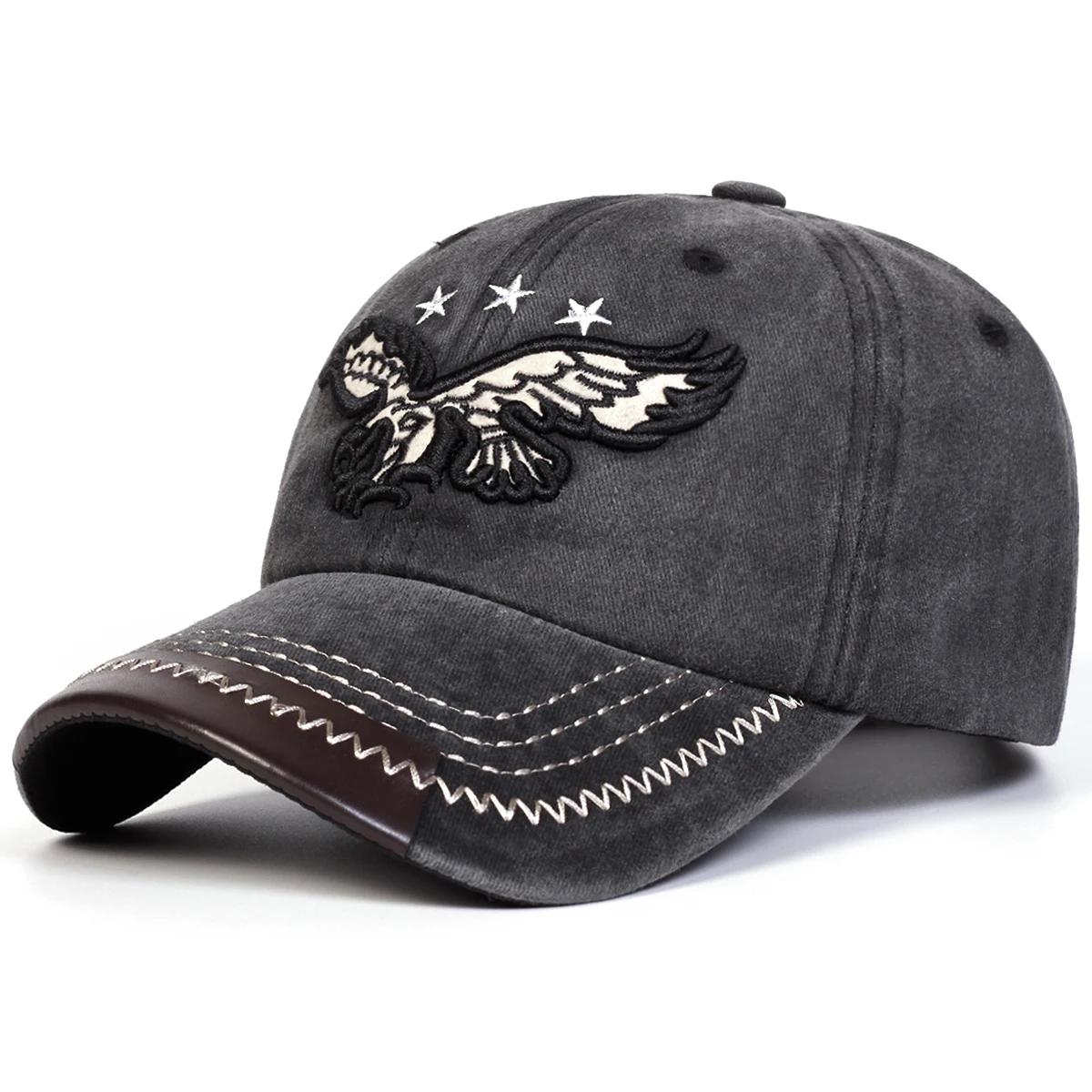

Unisex Eagle Pentagram Embroidery Wash Baseball Caps Spring And Autumn Outdoor Adjustable Casual Hats Sunscreen Hat