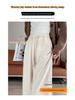 2026 Fall/Winter Off-White High-Waisted Cashmere Wide-Leg Pants with Velvet, Casual Floor-Length for Women