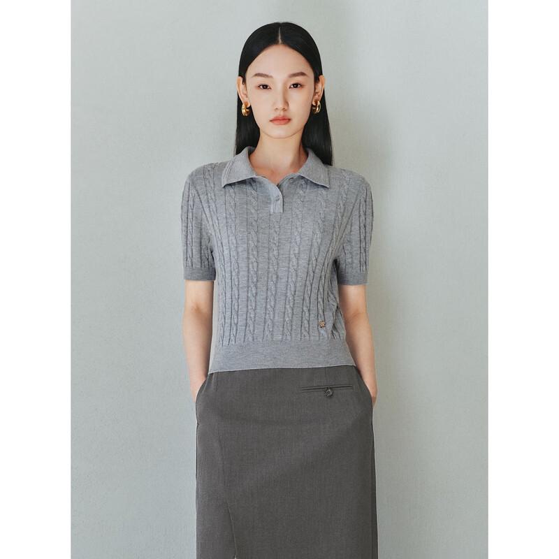 Peacebird Damen Miu Serie Zopfmuster Polo Cardigan