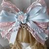 Süßes Mädchen Lolita Haaraccessoire Florales Spitzen-Schleifen-Haarband Perlenkette Quaste Cosplay Party Kopfschmuck Rosa Lila
