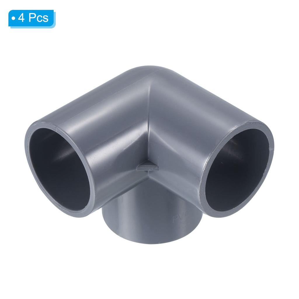 PATIKIL 4pcs 32mm 3 Way Elbow Pipe Fitting UPVC Joint Coupling Pipe Adapter for Pipe Connection, Gray