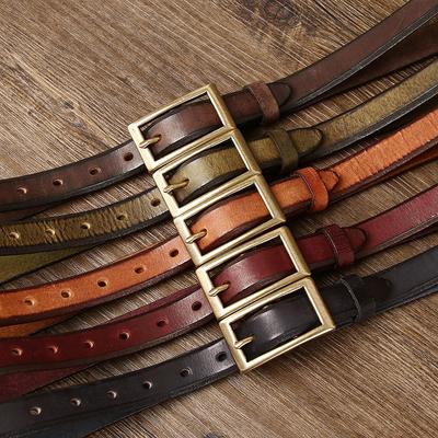 Dünner Gürtel für Damen, modischer Retro-Trend, dekorativer Ledergürtel aus verdicktem reinem Rindsleder, Jeansgürtel für Damen