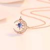 Simple Delicate Elegant Fashion Dream Star Sun Moon Moonstone Necklace Female Collar Chain Wedding Party Pendant NecklaceZircon