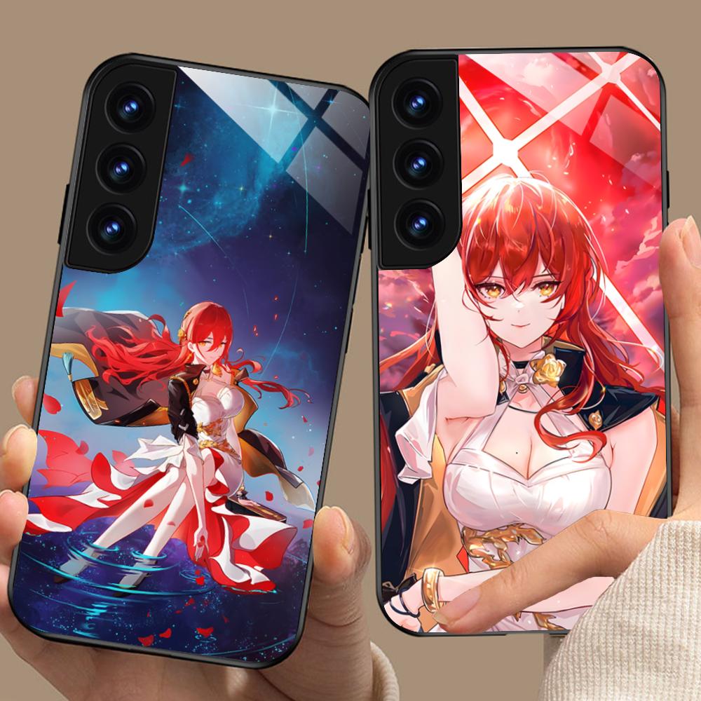 HSR Himeko Glass Mobile Phone Case for Samsung Galaxy S26 S25 S24 S23 S22 S21 S20 Note20 Plus FE Ultra Colorful Cover