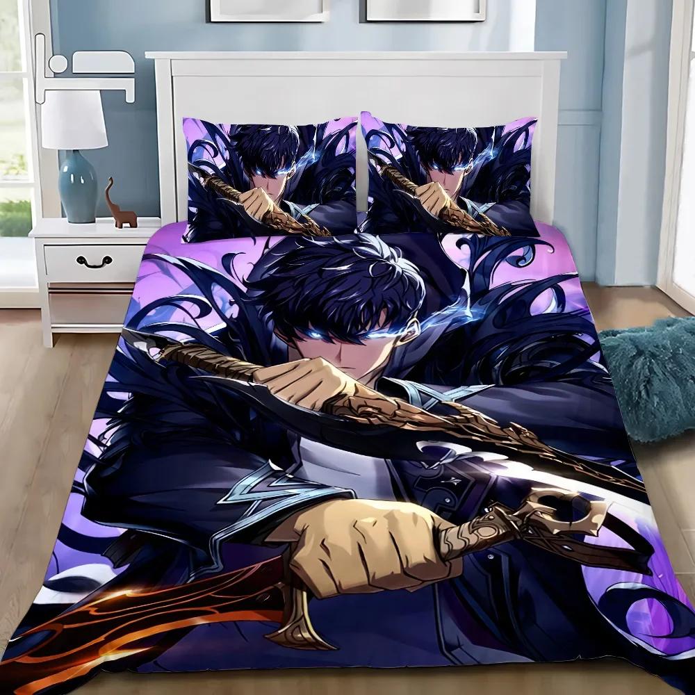Anime Solo Leveling Copripiumino Federa Set Biancheria da Letto Adulto Ragazzo Ragazza Decorazione Camera da Letto Regalo per Bambini Singolo Matrimoniale Taglia Grande