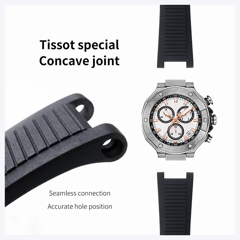Soft Silicone Rubber Watchband For Tissot T-Race T141.417A Moto GP Strap Men Sport Series Black Watch Band Bracelet