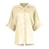 Damen Modisches, einfarbiges, lässiges Spitzen-Shirt mit 3/4-Ärmeln und Revers auf der Rückseite