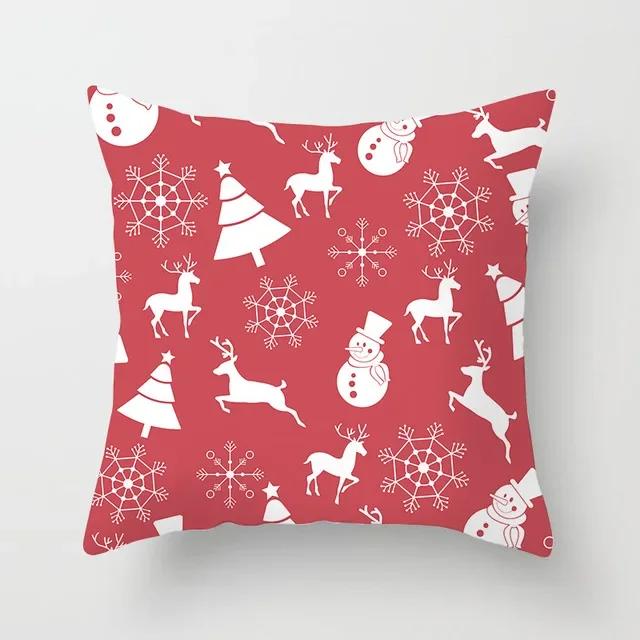 Merry Christmas Snowman Santa Claus Elk Print Pillowcase Xmas Decorativer Polyester Sofa Pillow Cover 45X45Cm Fundas De Cojin