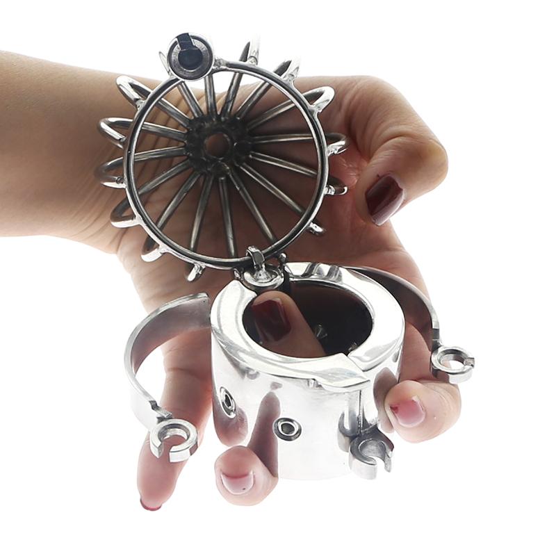 Edelstahl Dick Stealth Lock Schwerer Hodensack Anhänger Ball Stretcher Hodensack Hoden Keuschheitsschloss Cock Cage Ring Penisring