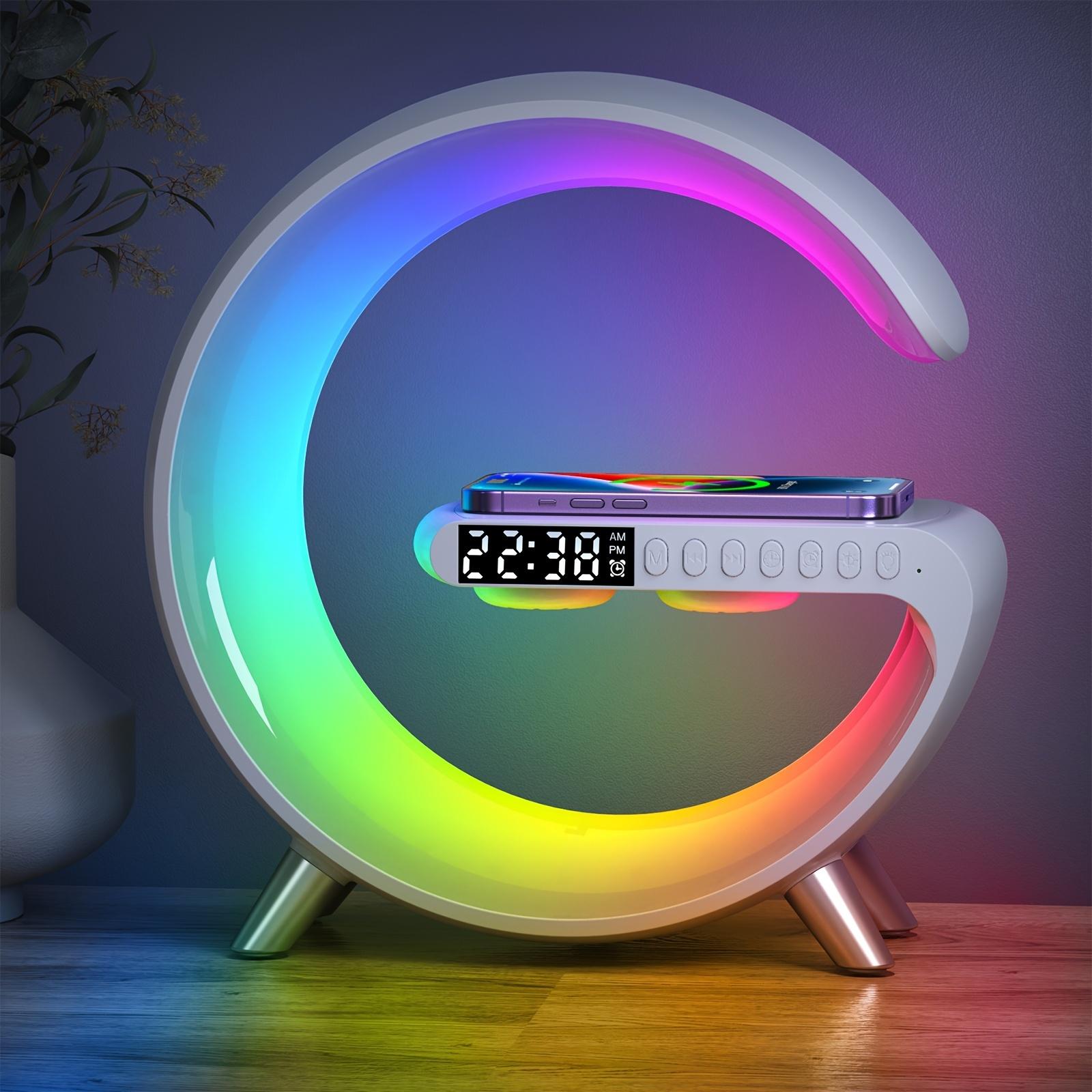 

С адаптером Rhythm RGB Light Bar Smart Light Sunrise Будильник для спальни Настольная лампа с регулируемой яркостью и быстрым беспроводным зарядным устройством